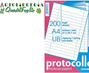 Fogli protocollo Pigna - A4 - 80 g/mq - quadretti 4 mm senza margini -  conf. 200 fogli - 02156214M - 8005235079359 - Euroffice