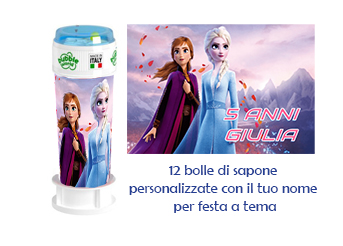 Bolle di sapone festa compleanno Frozen 2 personalizzate Pz.12